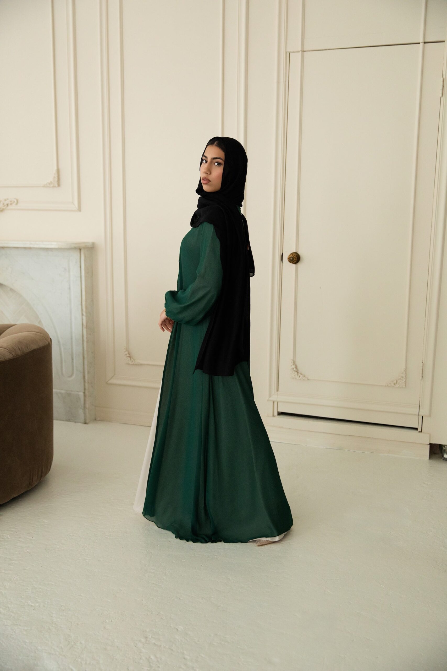 Hawa Chiffon Cardigan - Evergreen - Image 4
