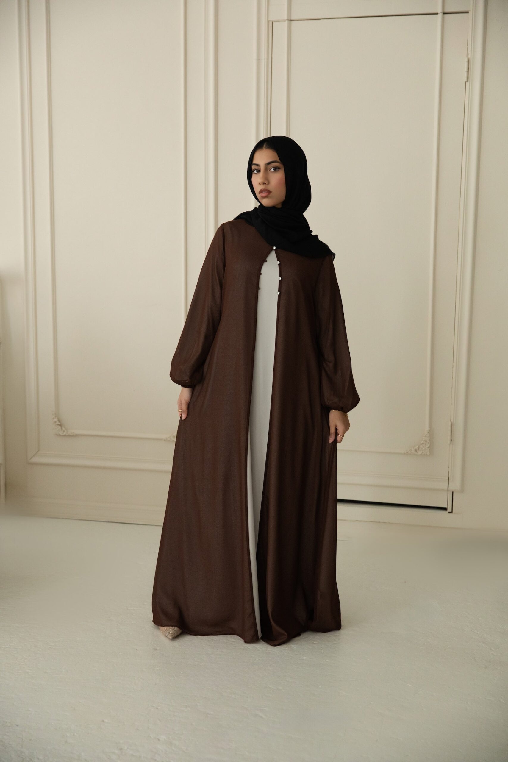 Hawa Chiffon Cardigan - Cocoa - Image 4