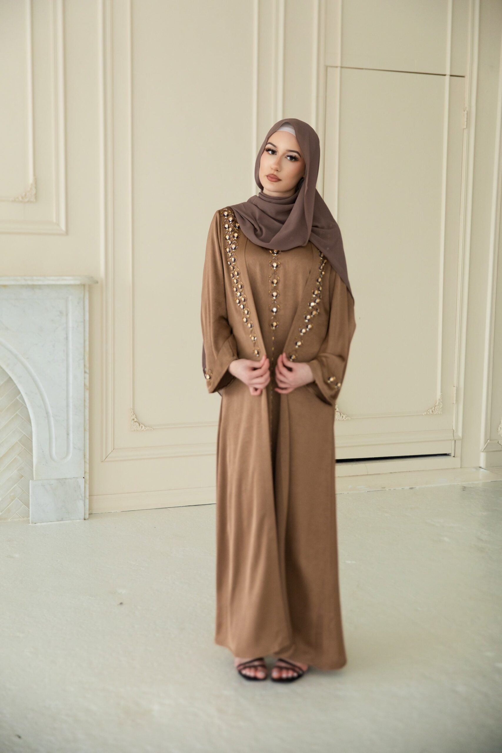 Inara Jewel Abaya Set - Cocoa - Image 2